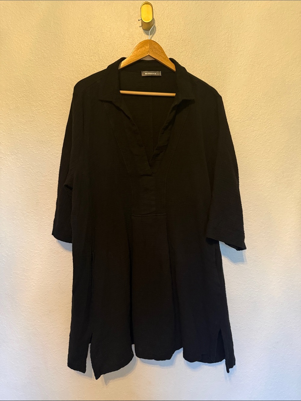 Alembika black popover tunic dress size 5/16